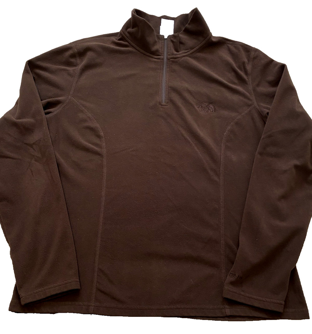 North Face Womens Fleece Jacket Size XL Brown 1/4 Zip Pullover Hiking Athleisure